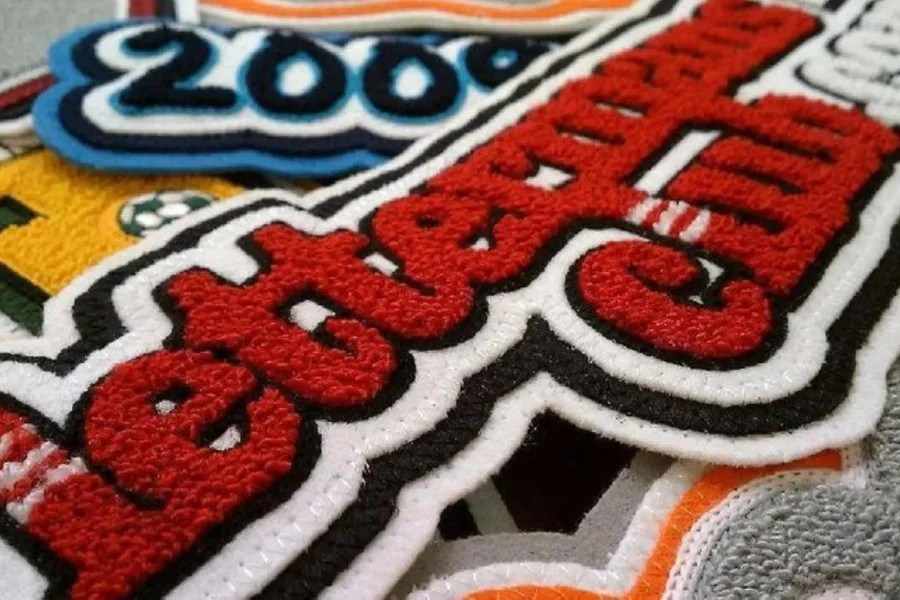 Textured chenille varsity-style embroidered patch
