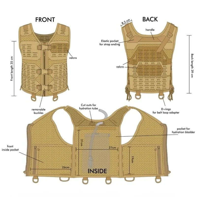 Tactical apparel tech pack technical sketch